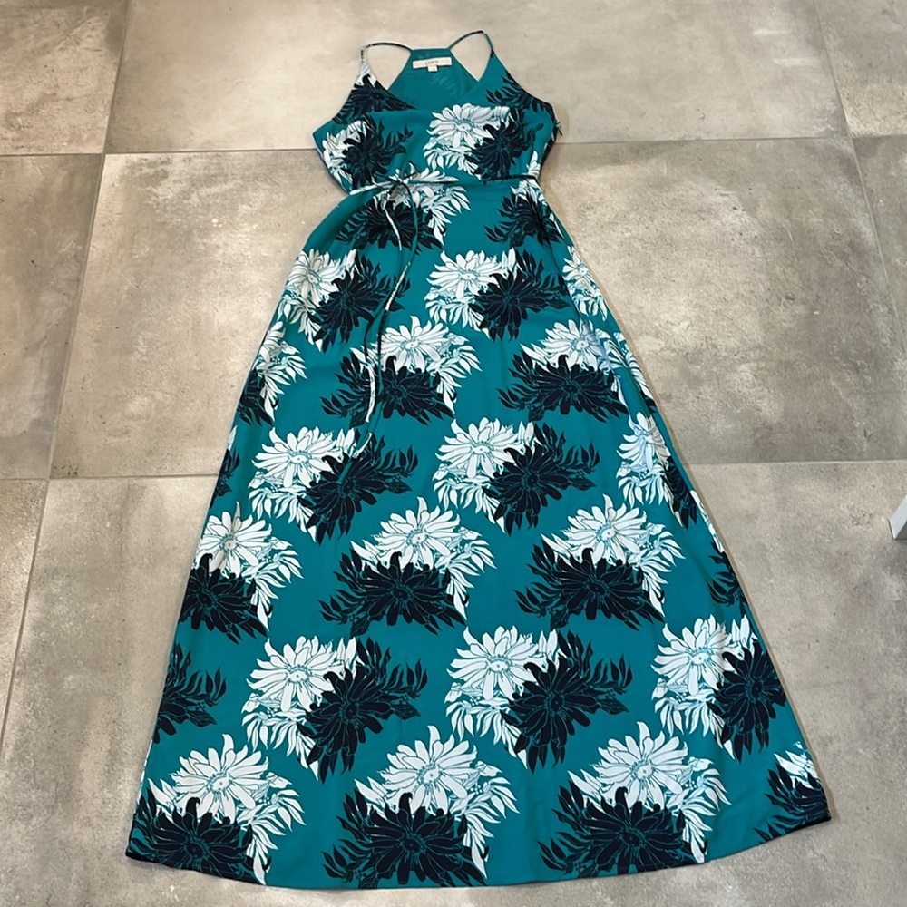 LOFT Turquoise Floral Maxi Dress - Picture 4 of 8